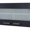 Flex-Well Exclusiv Küchenschränke<Küchen-Glas-Hängeschrank Lara 100 cm Anthrazit-San Remo Eiche