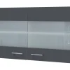 Flex-Well Exclusiv Küchen-Glas-Oberschrank Morena 100cm Basaltgr.-San Remo Eiche< Küchenschränke|Einbauküchen