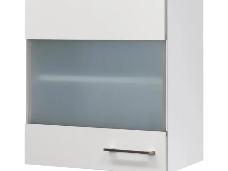 Flex-Well Exclusiv Küchen-Glas-Hängeschrank Joelina 50 cm Weiß< Küchenschränke