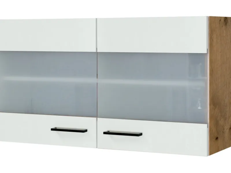 Flex-Well Exclusiv Küchen-Glas-Oberschrank Vintea 100cm Magnolie - Lancelot Oak< Küchenschränke