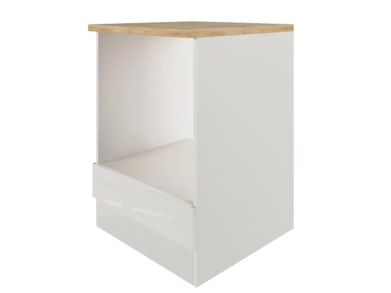 Flex-Well Exclusiv Herde|Küchenschränke<Küchen-Herdumbauschrank Lund 60 cm Lichtgrau glänzend
