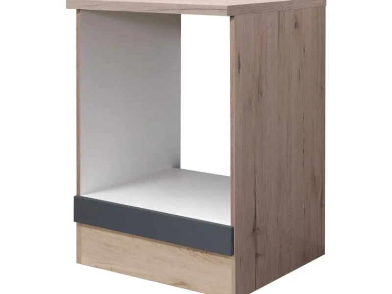 Online Flex-Well Exclusiv Küchen-Herdumbauschrank Morena 60cm Basaltgrau-San Remo Eiche