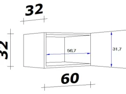 Flex-Well Exclusiv Küchenschränke<Küchen-Kurz-Hängeschrank Orlando 60 cm x 32 cm Kaschmir Glanz