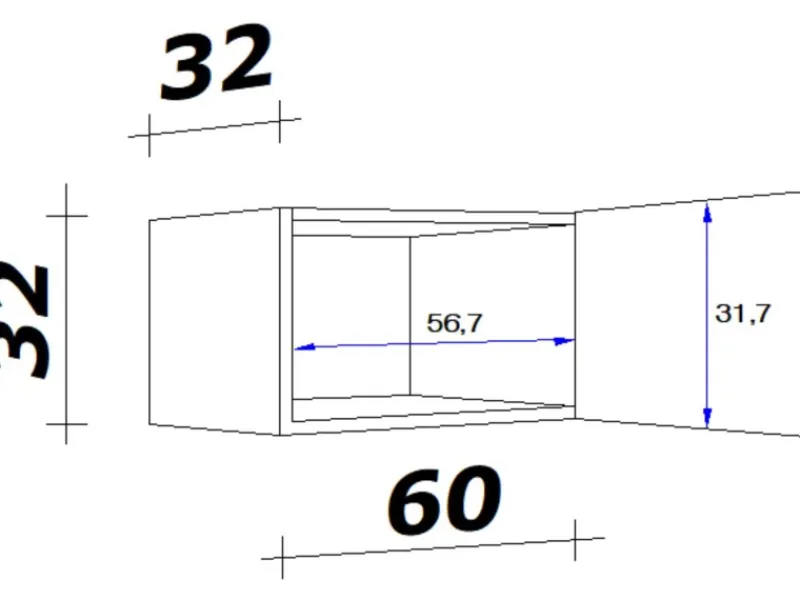 Flex-Well Exclusiv Küchenschränke<Küchen-Kurz-Hängeschrank Orlando 60 cm x 32 cm Kaschmir Glanz