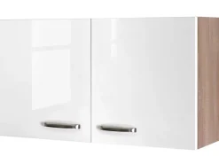 Hot Flex-Well Exclusiv Küchen-Oberschrank Valero 100x55cm Hgl.-Weiß-Sonoma Eiche