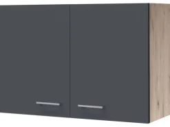 Outlet Flex-Well Exclusiv Küchen-Oberschrank Morena 80cm Basaltgrau matt-San Remo Eiche