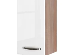 Flex-Well Exclusiv Küchenschränke<Küchen-Oberschrank Valero 30x55cm Hochglanz Weiß-Sonoma Eiche