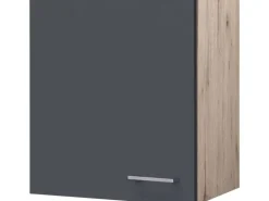 Flex-Well Exclusiv Küchen-Oberschrank Morena 50cm Basaltgrau matt-San Remo Eiche< Küchenschränke