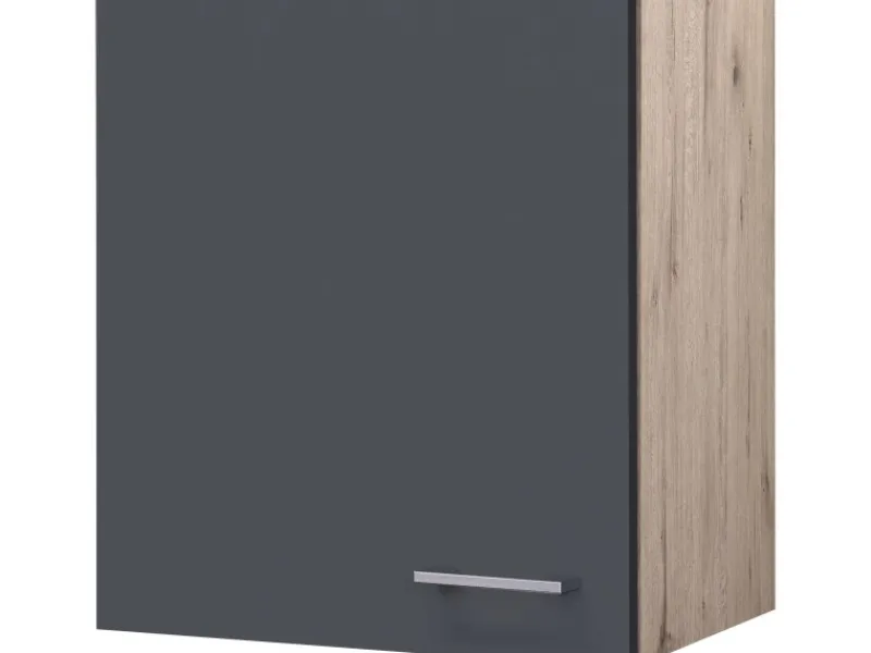 Flex-Well Exclusiv Küchen-Oberschrank Morena 50cm Basaltgrau matt-San Remo Eiche< Küchenschränke