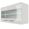 Flex-Well Exclusiv Küchenschränke<Küchen-Oberschrank Lund 100x55cm-Lichtgrau glänzend-Milchglas