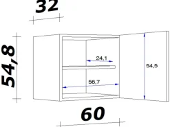 Flex-Well Exclusiv Küchenschränke<Küchen-Oberschrank Orlando 60x55cm Kaschmir Gl.-Sonoma Eiche