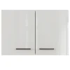 Flex-Well Exclusiv Küchenschränke<Küchen-Oberschrank Lund 80x55cm Lichtgrau glänzend-Rauchgrau