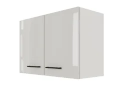 Flex-Well Exclusiv Küchenschränke<Küchen-Oberschrank Lund 80x55cm Lichtgrau glänzend-Rauchgrau