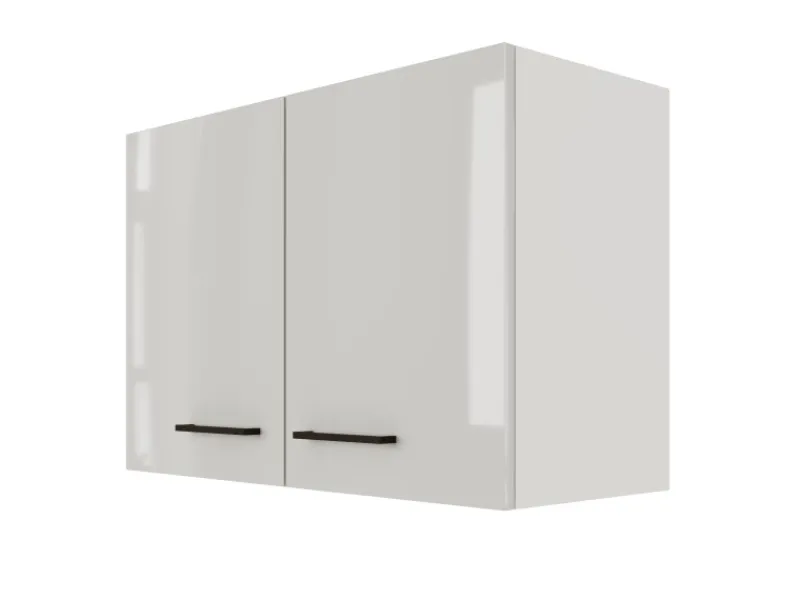 Flex-Well Exclusiv Küchenschränke<Küchen-Oberschrank Lund 80x55cm Lichtgrau glänzend-Rauchgrau
