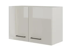 Flex-Well Exclusiv Küchenschränke<Küchen-Oberschrank Lund 80x55cm Lichtgrau glänzend-Rauchgrau