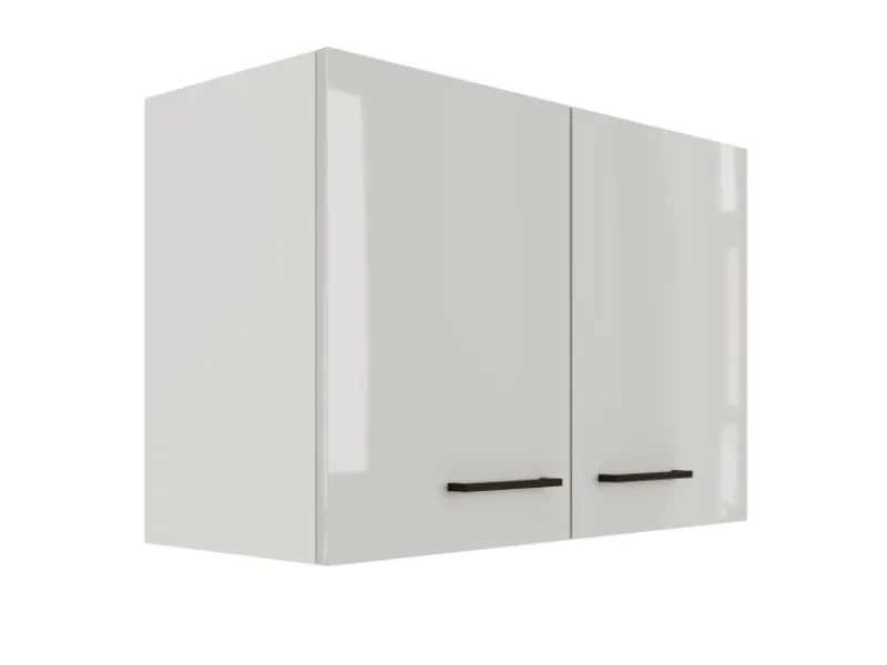 Flex-Well Exclusiv Küchenschränke<Küchen-Oberschrank Lund 80x55cm Lichtgrau glänzend-Rauchgrau