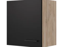 Flex-Well Exclusiv Küchen-Oberschrank Capri 50x 55cm Schwarz Matt-Endgrain Oak< Kücheninseln|Küchenschränke