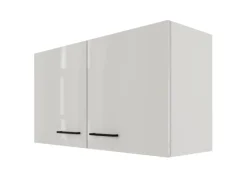Flex-Well Exclusiv Küchenschränke<Küchen-Oberschrank Lund 100x55cm Lichtgrau glänzend-Rauchgrau