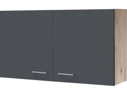 Discount Flex-Well Exclusiv Küchen-Oberschrank Morena 100cm Basaltgrau-San Remo Eiche