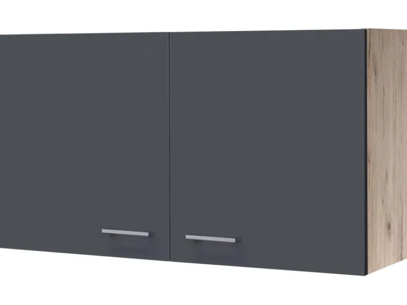 Discount Flex-Well Exclusiv Küchen-Oberschrank Morena 100cm Basaltgrau-San Remo Eiche