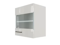 Flex-Well Exclusiv Küchenschränke<Küchen-Oberschrank Lund 50x55cm-Lichtgrau glänzend-Milchglas