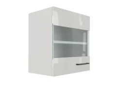 Flex-Well Exclusiv Küchenschränke<Küchen-Oberschrank Lund 50x55cm-Lichtgrau glänzend-Milchglas