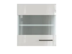 Flex-Well Exclusiv Küchenschränke<Küchen-Oberschrank Lund 50x55cm-Lichtgrau glänzend-Milchglas