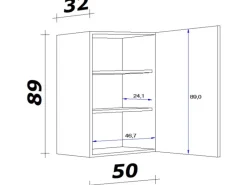 Flex-Well Exclusiv Küchen-Oberschrank Valero 50x89cm Hochglanz Weiß-Sonoma Eiche< Küchenschränke