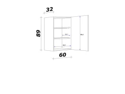 Hot Flex-Well Exclusiv Küchen-Oberschrank Lund 60x89cm Lichtgrau glänzend-Rauchgrau
