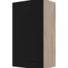 Flex-Well Exclusiv Küchen-Oberschrank Capri 50x 89cm Schwarz Matt-Endgrain Oak< Küchenschränke