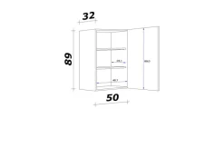 Online Flex-Well Exclusiv Küchen-Oberschrank Lund 50x89cm Lichtgrau glänzend-Rauchgrau