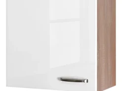Flex-Well Exclusiv Küchenschränke<Küchen-Oberschrank Valero 60x55cm Hochglanz Weiß-Sonoma Eiche