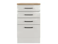 Flex-Well Exclusiv Küchenschränke<Küchen-Schubkastenschrank Lund 50cm Lichtgrau glänzend
