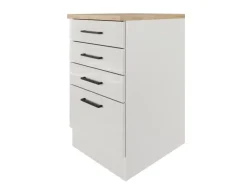 Flex-Well Exclusiv Küchenschränke<Küchen-Schubkastenschrank Lund 50cm Lichtgrau glänzend