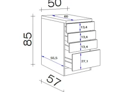Flex-Well Exclusiv Küchenschränke<Küchen-Schubkasten-Unterschrank Vintea 50cm Magnolie-L.