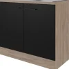 Best Flex-Well Exclusiv Küchen-Spülenunterschrank Capri 100cm Schwarz Matt-Endgrain
