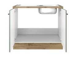 Flex-Well Exclusiv Küchenschränke<Küchen-Spülenschrank DSPU Cara 100cm Schilfgrün-Artisan Eiche