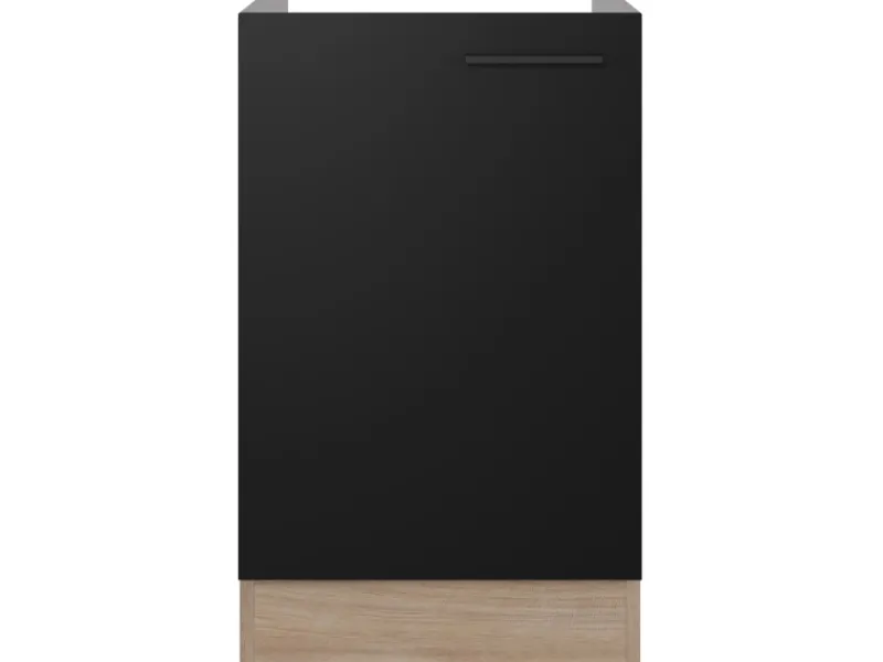 Outlet Flex-Well Exclusiv Küchen-Spülenunterschrank Capri 50cm Schwarz Matt-Endgrain O.