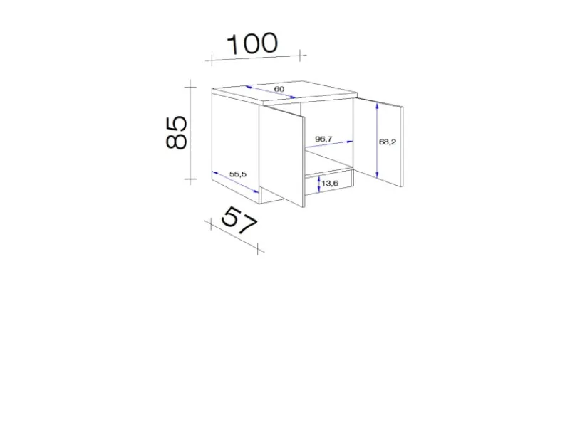 Flex-Well Exclusiv Küchen-Spülenschrank Lund 100cm Lichtgrau glänzend-Rauchgrau< Küchenschränke