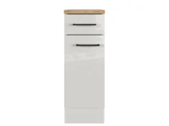 Flex-Well Exclusiv Küchen-Unterschrank Lund 30 cm Lichtgrau glänzend-Rauchgrau< Küchenschränke