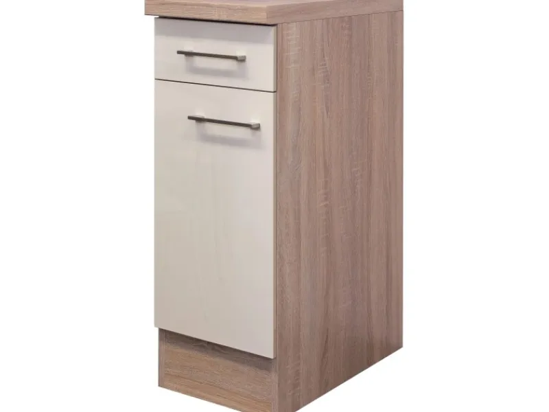 Flex-Well Exclusiv Küchenschränke<Küchen-Unterschrank Orlando 30 cm Kaschmir Glanz-Sonoma Eiche