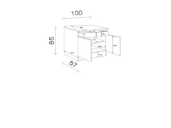 Flex-Well Exclusiv Küchen-Unterschrank Lund 100 cm Lichtgrau glänzend-Rauchgrau< Küchenschränke