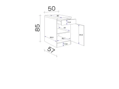 Flex-Well Exclusiv Pantryküchen|Kücheninseln<Küchen-Unterschrank Lund 50 cm Lichtgrau glänzend-Rauchgrau
