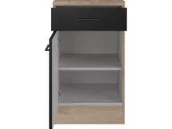 Flex-Well Exclusiv Single-Küchen|Pantryküchen<Küchen-Unterschrank Capri 50 cm Schwarz Matt-Endgrain Oak