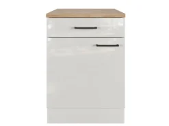 Flex-Well Exclusiv Küchen-Unterschrank Lund 60 cm Lichtgrau glänzend-Rauchgrau< Küchenschränke