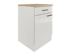 Flex-Well Exclusiv Küchen-Unterschrank Lund 60 cm Lichtgrau glänzend-Rauchgrau< Küchenschränke