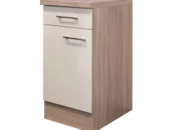 Discount Flex-Well Exclusiv Küchen-Unterschrank Orlando 40 cm Kaschmir Glanz-Sonoma Eiche