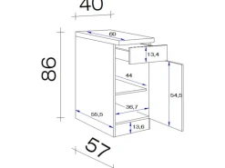Discount Flex-Well Exclusiv Küchen-Unterschrank Orlando 40 cm Kaschmir Glanz-Sonoma Eiche