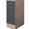 Flex-Well Exclusiv Küchen-Unterschrank Morena 30cm Basaltgrau-San Remo Eiche< Küchenschränke