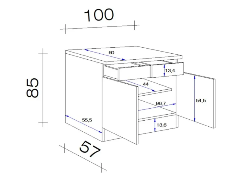 Online Flex-Well Exclusiv Küchen-Unterschrank Cara 100 cm Schilfgrün matt Artisan Eiche
